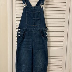 Dark Blue Denim Barrel Leggings Overalls XL
